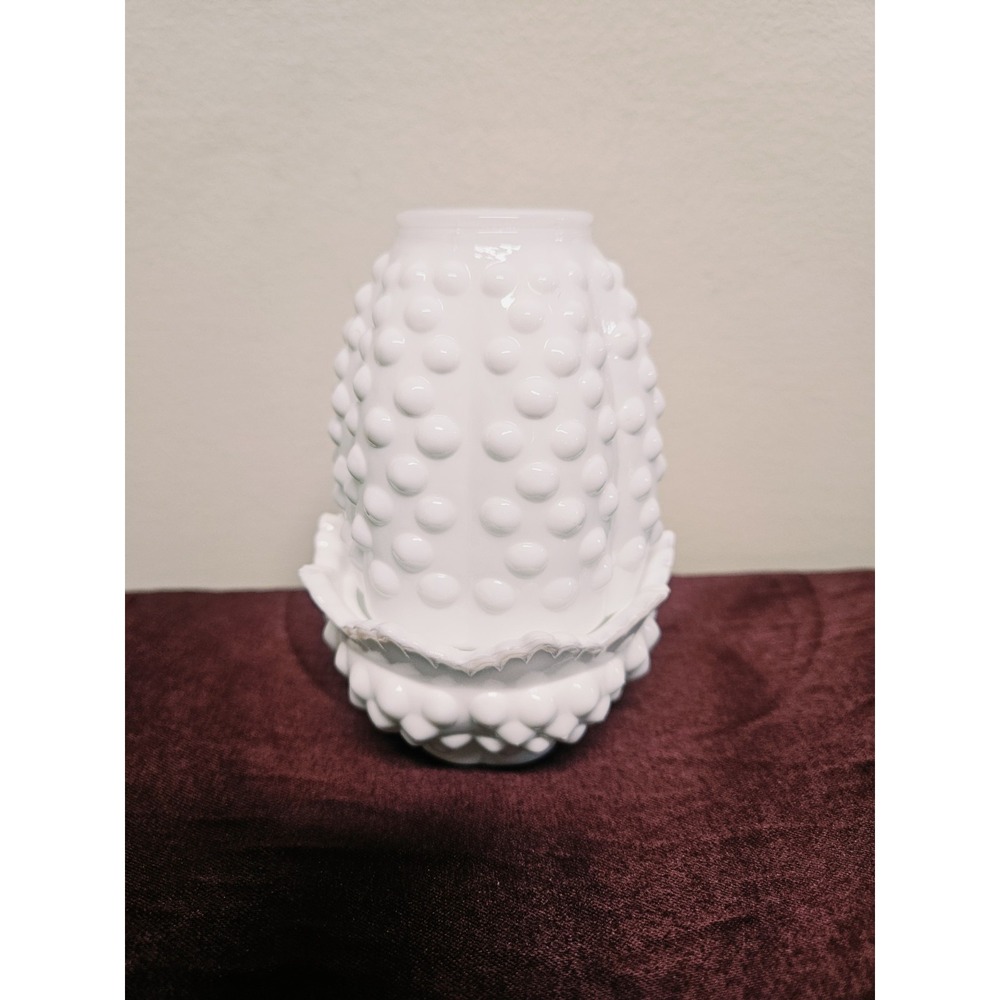 Classic White Milk Glass Hobnail 2 Piece Vintage Fairy Lamp Tea Light Holder